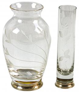 30 - DOS PEQUEÑOS JARROCITOS EN CRISTAL Y PLATA