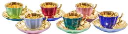 537 - SEIS TACITAS CON PLATO EN MINIATURA EN PORCELANA LIMOGES