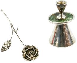 746 - PALMATORIA Y FLOR EN PLATA DE MEDIADOS DEL S.XX