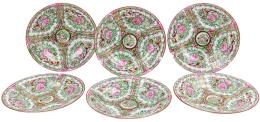 399 - CONJUNTO DE SEIS PLATOS EN PORCELANA ORIENTAL