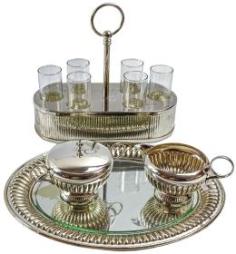 962 - CONJUNTO DE PIEZAS DE SERVICO EN METAL PLATEADO