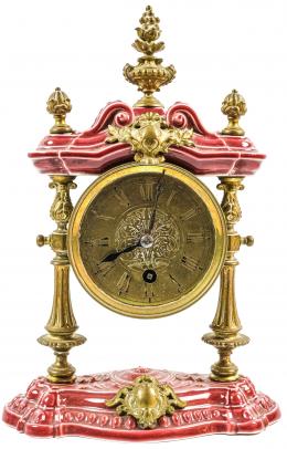 864 - RELOJ DE SOBREMSA DE BRONCE Y CERÁMICA