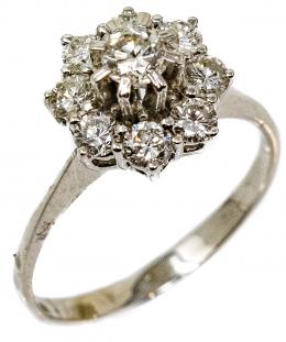 75 - ANILLO ROSETÓN CON BRILLANTES AÑOS 70