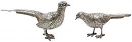 721 - PAREJA DE FAISANES EN PLATA DE MEDIADOS DEL S.XX