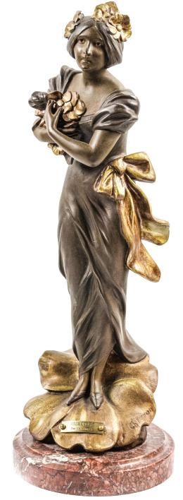 910 - FIGURA ART NOUVEAU DE CALAMINA PATINADA