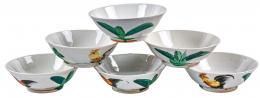 451 - (devolver) CONJUNTO DE SEIS BOLS EN PORCELANA S.XIX