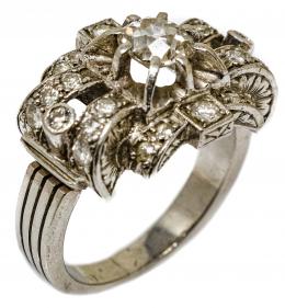 168 - SORTIJA CON DIAMANTES DE PPS. DEL S.XX