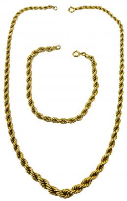 114 - GARGANTILLA Y PULSERA DE CORDÓN EN ORO