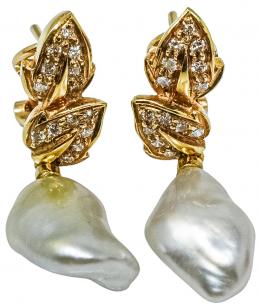 119 - PENDIENTES CON PERLAS BARROCAS Y DIAMANTES