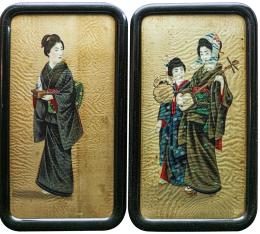 417 - PAREJA DE ESCUELAS JAPONESAS DE FINALES DEL SIGLO XIX
