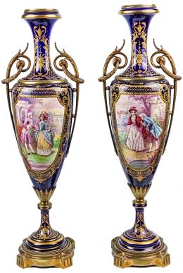 507 - DOS JARRONES PORCELANA SÈVRES DE FINALES DEL S.XIX