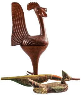 834 - TRES FIGURAS EN MADERA TALLADA DEL ÚLTIMO CUARTO DEL S.XX