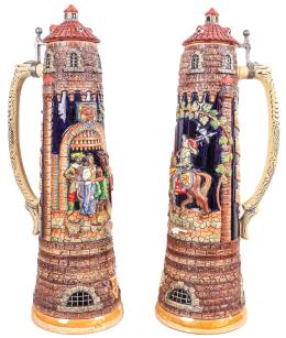 475 - PAREJA DE GRANDES JARRAS DE CERVEZA DEL ÚLTIMO CUARTO S.XX