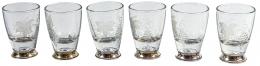 52 - SEIS VASITOS EN CRISTAL Y PLATA ÚLTIMO CUARTO S.XX