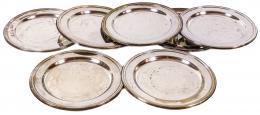 894 - CONJUNTO 7 PLATOS DE PAN EN METAL 