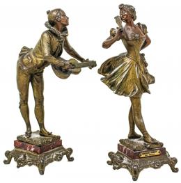 860 - PAREJA DE FIGURAS DE CALAMINA SOBREDORADA