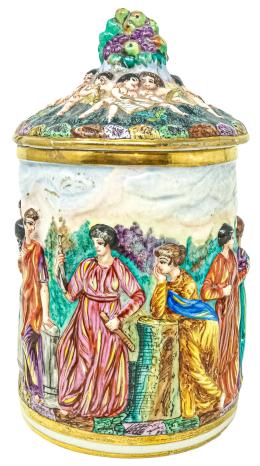 497 - TIBOR EN PORCELANA "CAPODIMONTE" DEL PRIMER TERCIO S.XX