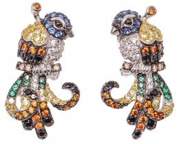 172 - PENDIENTES CON PAJARO MULTICOLOR