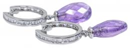 167 - PENDIENTES ARGOLLAS CON DIAMANTES Y AMATISTA