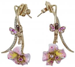 183 - PENDIENTES FLORALES EN PLATA CON ESMALTES