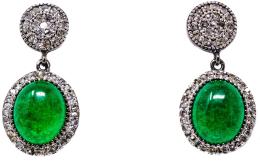 142 - PENDIENTES Y ANILLO CON CUARZO VERDE Y DIAMANTES