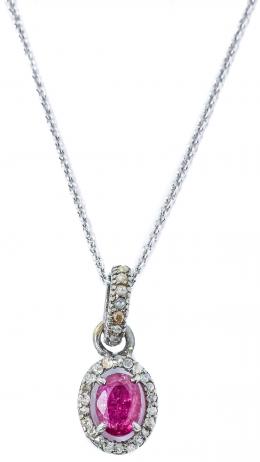 74 - COLGANTE ROSETÓN CON RUBÍ Y DIAMANTES