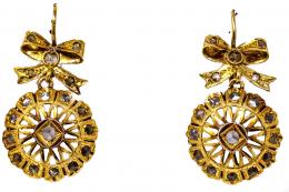 138 - PENDIENTES ROSETÓN CON DIAMANTES DEL S.XIX