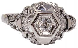 180 - SORTIJA ROSETÓN CON DIAMANTES  AÑOS 30