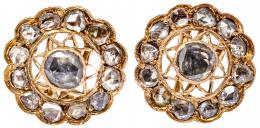 137 - PENDIENTES ROSETÓN CON DIAMANTES DE PPS. DEL S.XX