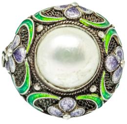 8 - ANILLO CON PERLA Y ESMALTES