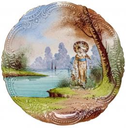 487 - PLATO DECORATIVO EN PORCELANA DE PRINCIPIOS DEL S.XX