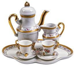 485 - JUEGO DE CAFÉ DE MINIATURA EN PORCELANA ÚLTIMO CUARTO S.XX
