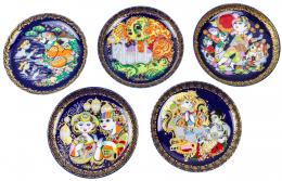 448 - CONJUNTO DE CINCO PLATOS EN PORCELANA "ROSENTHAL" 
