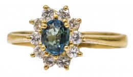 77 - ANILLO ROSETÓN CON ZAFIRO Y BRILLANTES