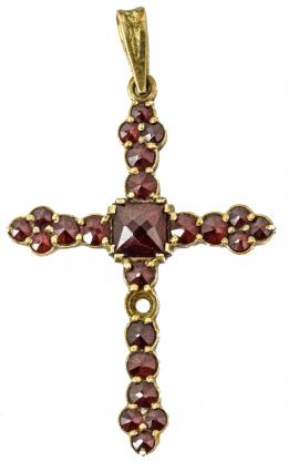 154 - CRUZ COLGANTE CON GRANATES DE MEDIADOS S.XX