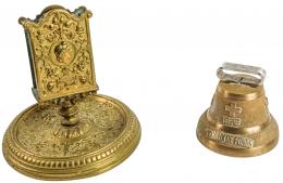 915 - SOPORTE PARA CARTAS Y CAMPANA EN BRONCE