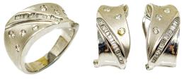 120 - CONJUNTO DE PENDIENTES Y ANILLO CON DIAMANTES