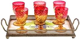 20 - CONJUNTO DE COPAS CON BANDEJA DEL PRIMER CUARTO DEL S.XX