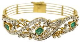 79 - BRAZALETE CON ESMERALDAS Y BRILLANTE AÑOS 60