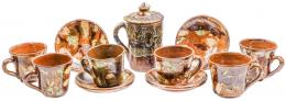 452 - CONJUNTO DE TAZAS CON PLATO Y AZUCARERO EN TERRACOTA