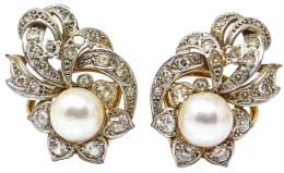 160 - PENDIENTES CON DIAMANTES Y PERLAS AÑOS 40