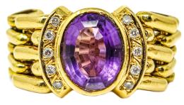 63 - ANILLO CON AMATISTA Y BRILLANTES
