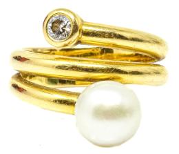 41 - ANILLO ESPIRAL CON PERLA Y BRILLANTE