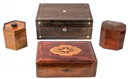 927 - CUATRO CAJAS EN MADERA DEL PRIMER TERCIO DEL S.XX