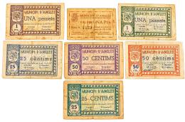 407 - COLECCIÓN DE SIETE BILLETES DE LA GUERRA CIVIL