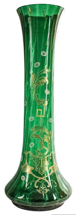 35 - JARRÓN DE CRISTAL ESMALTADO DE PRINCIPIOS DEL S.XX