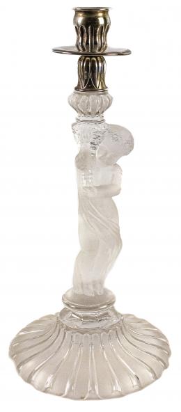 13 - CANDELERO DE CRISTAL Y PLATA DE MEDIADOS DEL S.XX