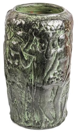 485 - JARRÓN EN CERÁMICA AHUMADA DE QUART PRIMER TERCIO DEL S.XX