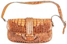 743 - BOLSO TIPO BANDOLERA EN PIEL DE COCODRILO AÑOS 70