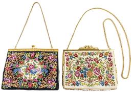 748 - DOS BOLSOS EN "PETIT POINT" DE MEDIADOS DEL S.XX